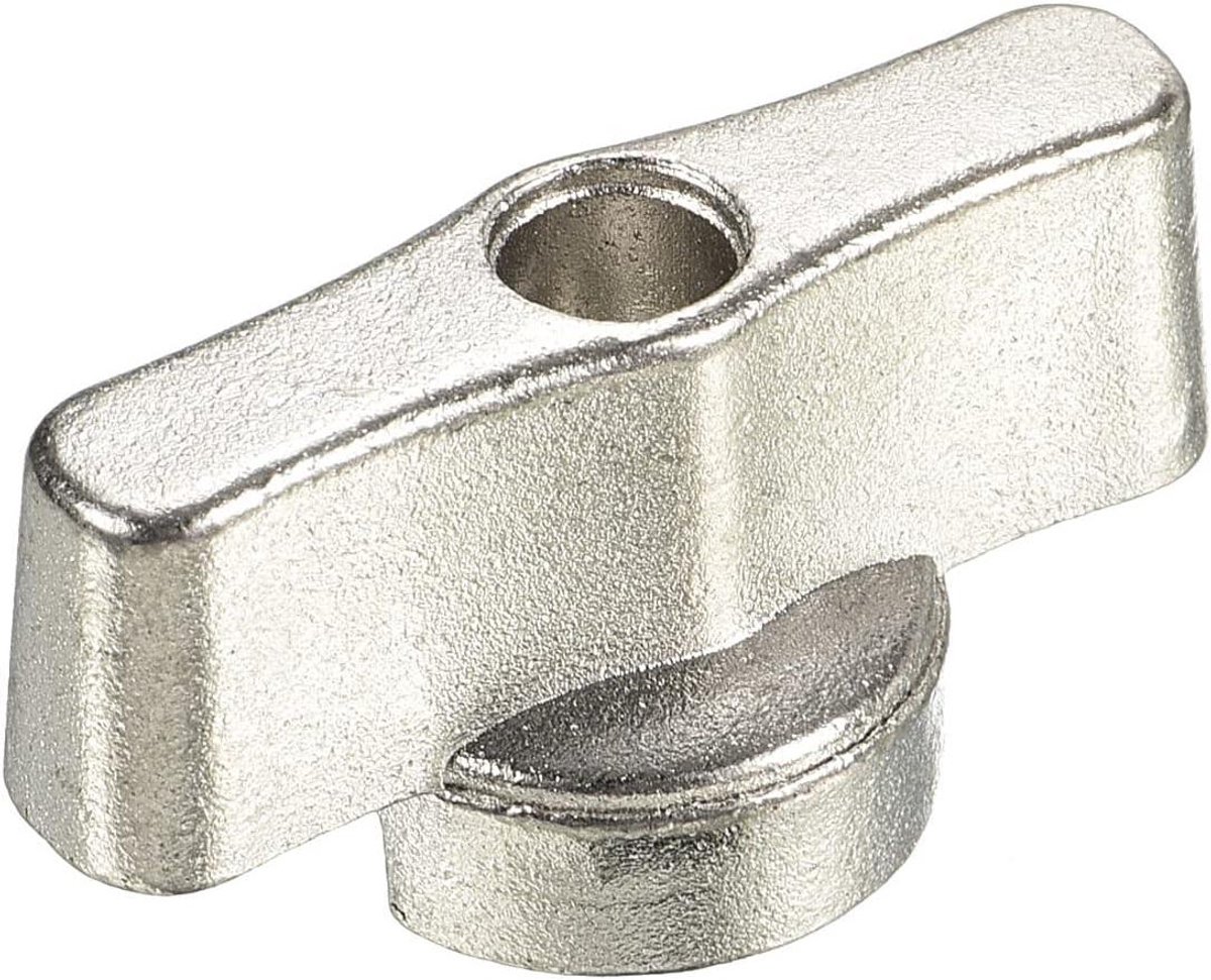 Ventiel Controle Knop - Vleugel Handvat Schakelaar - Kraan Reparatie - Gietijzer Verchroomd Materiaal - 36x17mm - Zilverkleurig