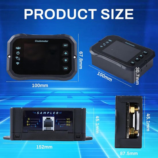 Batterijmonitor - Accubewaker - Batterijstatus controleren - Afstandsbediening via app - 10-100V 600A - Zwart — afbeelding 2