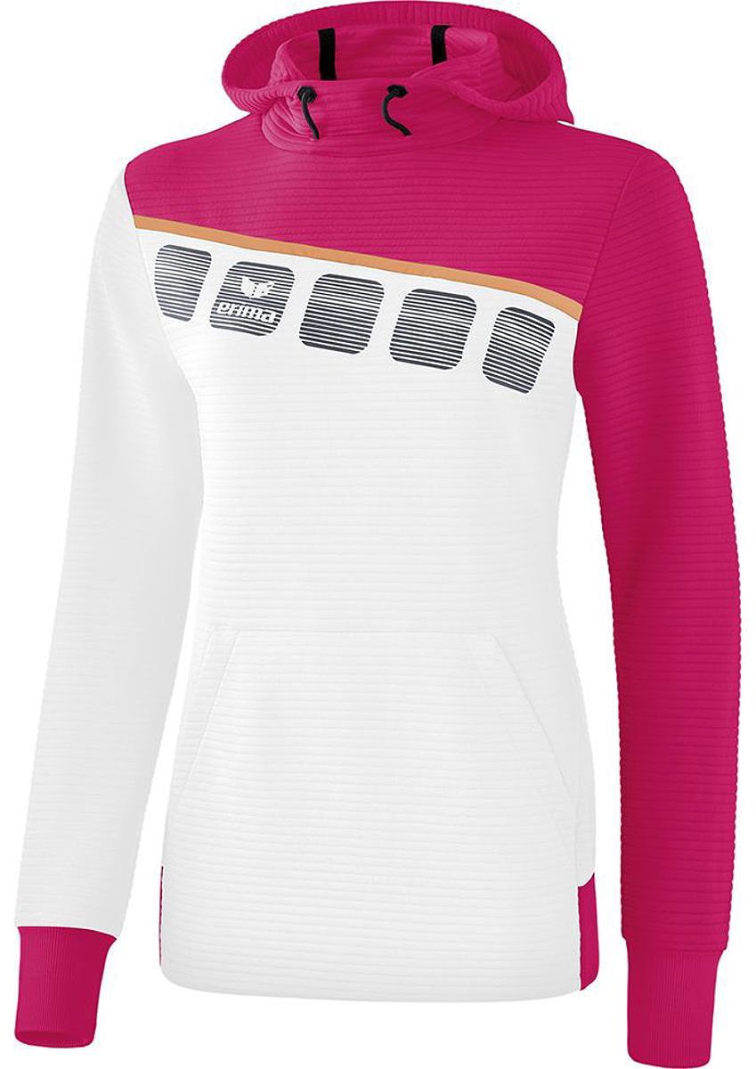 Erima 5-C Sweatshirt Met Capuchon Dames - Wit / Love Rose / Peach | Maat: 44