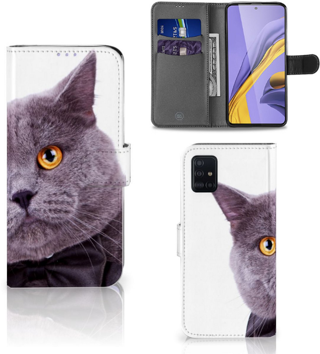 Samsung Galaxy A51 Telefoonhoesje met Pasjes Kat