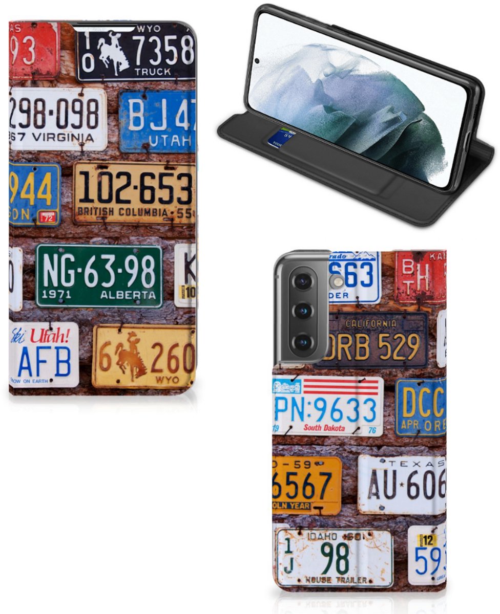Book Case voor Samsung Galaxy S21 FE Stand Case Kentekenplaten