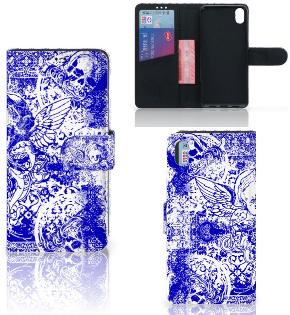 Telefoonhoesje met Naam Xiaomi Redmi 7A Angel Skull Blauw
