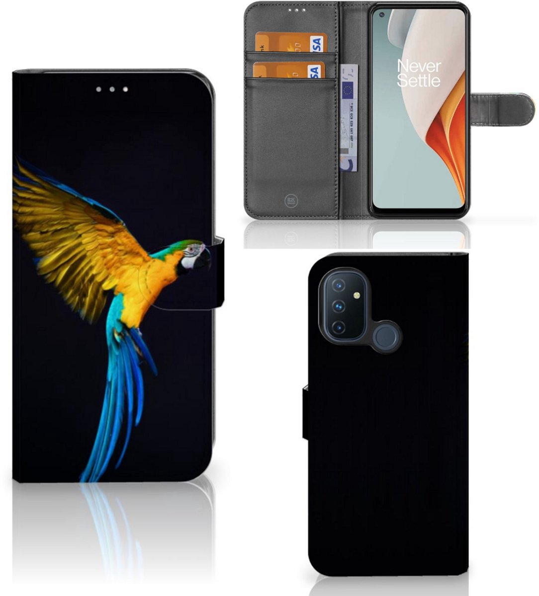 OnePlus Nord N100 Telefoonhoesje met Pasjes Papegaai