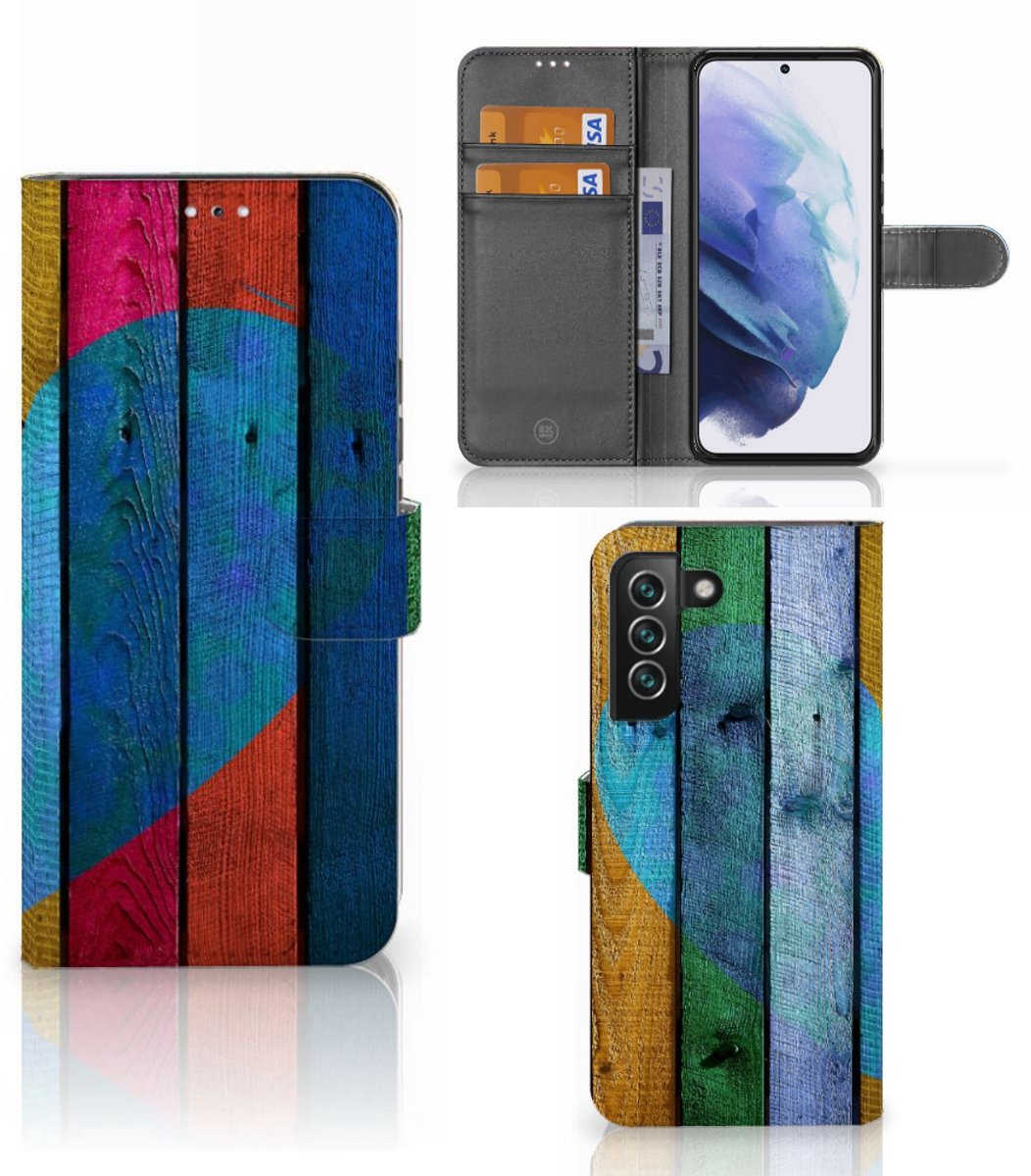 Samsung Galaxy S22 Plus Book Style Case Wood Heart - Cadeau voor je Vriend