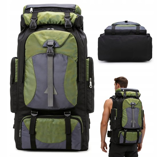 Aikelai Grote reisrugzak voor heren, 60 liter, 80 liter, uitbreidbare handbagage, rugzak, waterdichte 17 inch laptoptas, werk, laptop, zakelijk, reizen, backpacker, rugzak, volwassenen., 60L