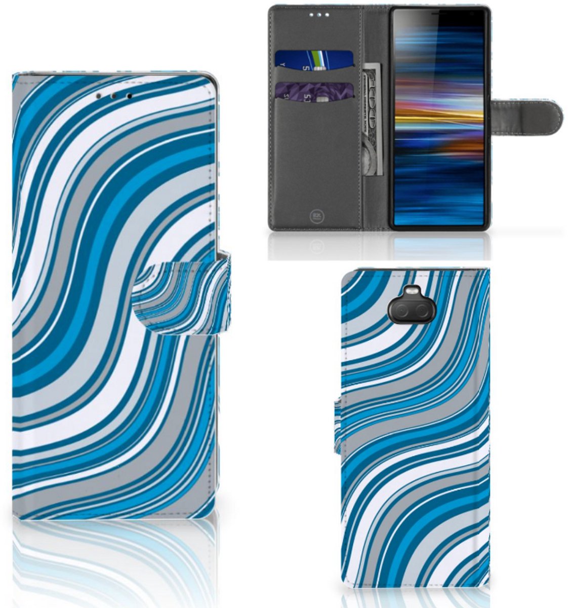 Boekhoesje voor Sony Xperia 10 Telefoon Hoesje Waves Blue