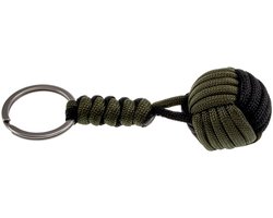 Paracord Sleutelhanger Monkey Fist Groen Zwart, RVS Unisex - Handgemaakt door esde2