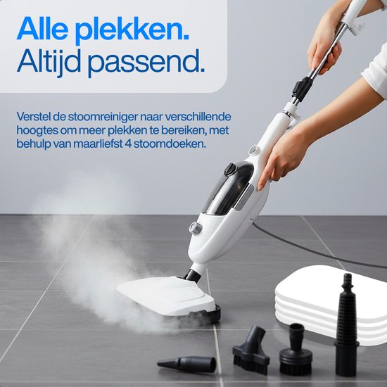 Hoge Druk 2 in 1 Stoomreiniger - Handstomer - Vlekkenreiniger - Met 8 Opzetstukken en 4 Microvezeldoeken - Bank, Vloer, Badkamer en Tapijt Reinigen