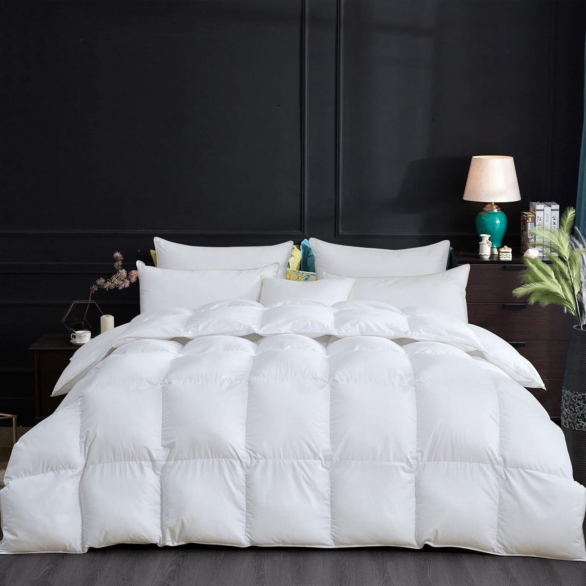 All-year California Kingsize dekbed met ganzendons, hoogwaardige vakverdeling, tijk van 10