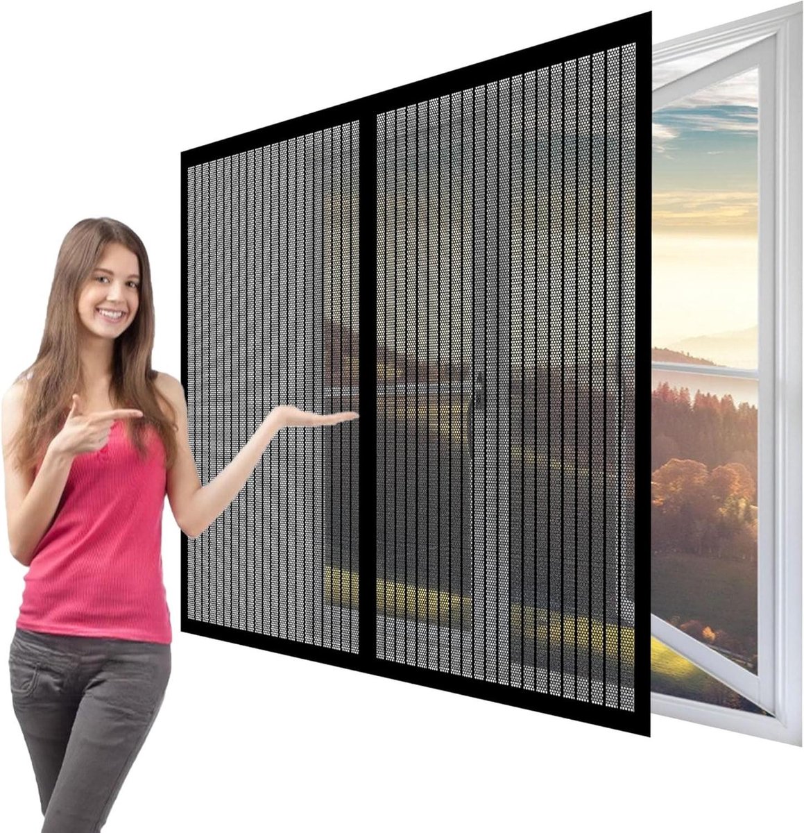Magnetisch Horgaas Muggenhor Voor Ramen 117 x 62 cm Het Regelbare Scherm Van Het Diy-Venst