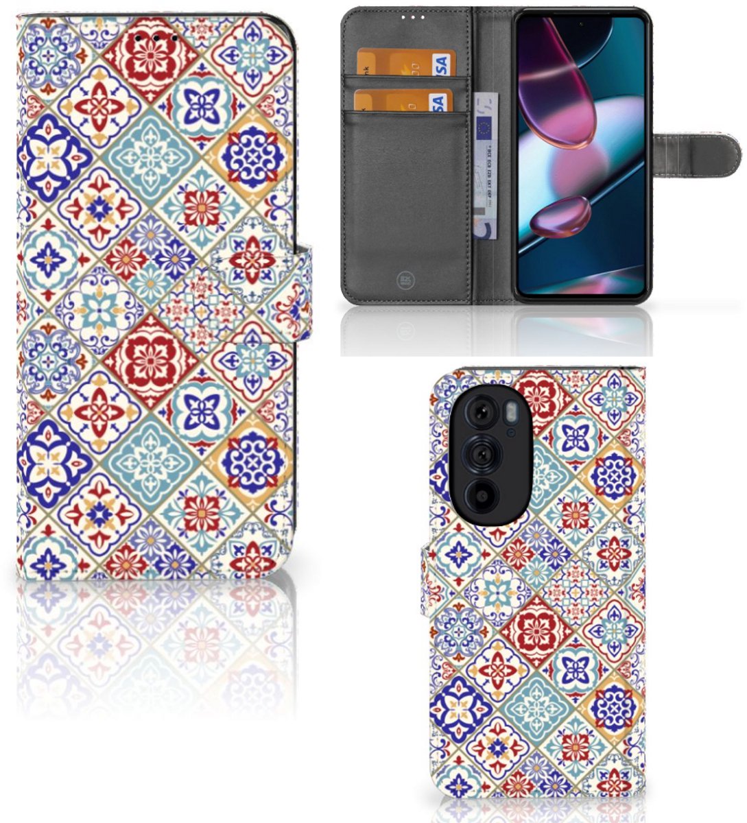 Motorola Edge 30 Pro Bookcase Tiles Color