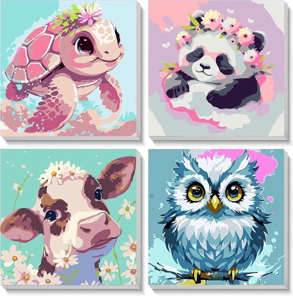 CE - Schilderijenset voor Kinderen - 4 Motieven - 20x20 cm