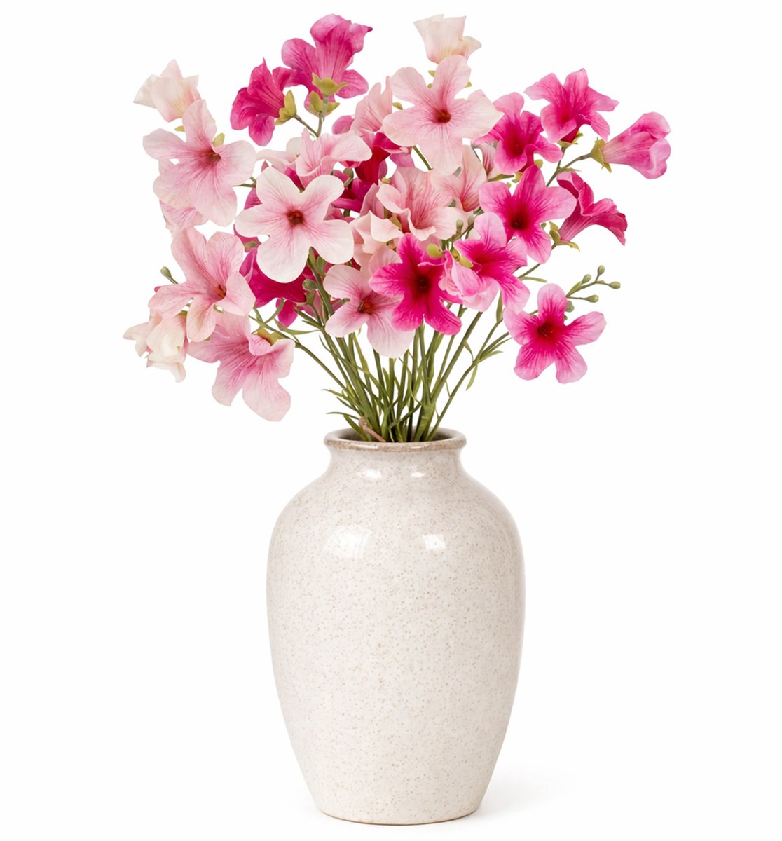 Mica Decorations Boeket Kunstbloemen Petunia takken - H89 cm - roze en lichtroze - 4x stelen - met kleine bloemetjes