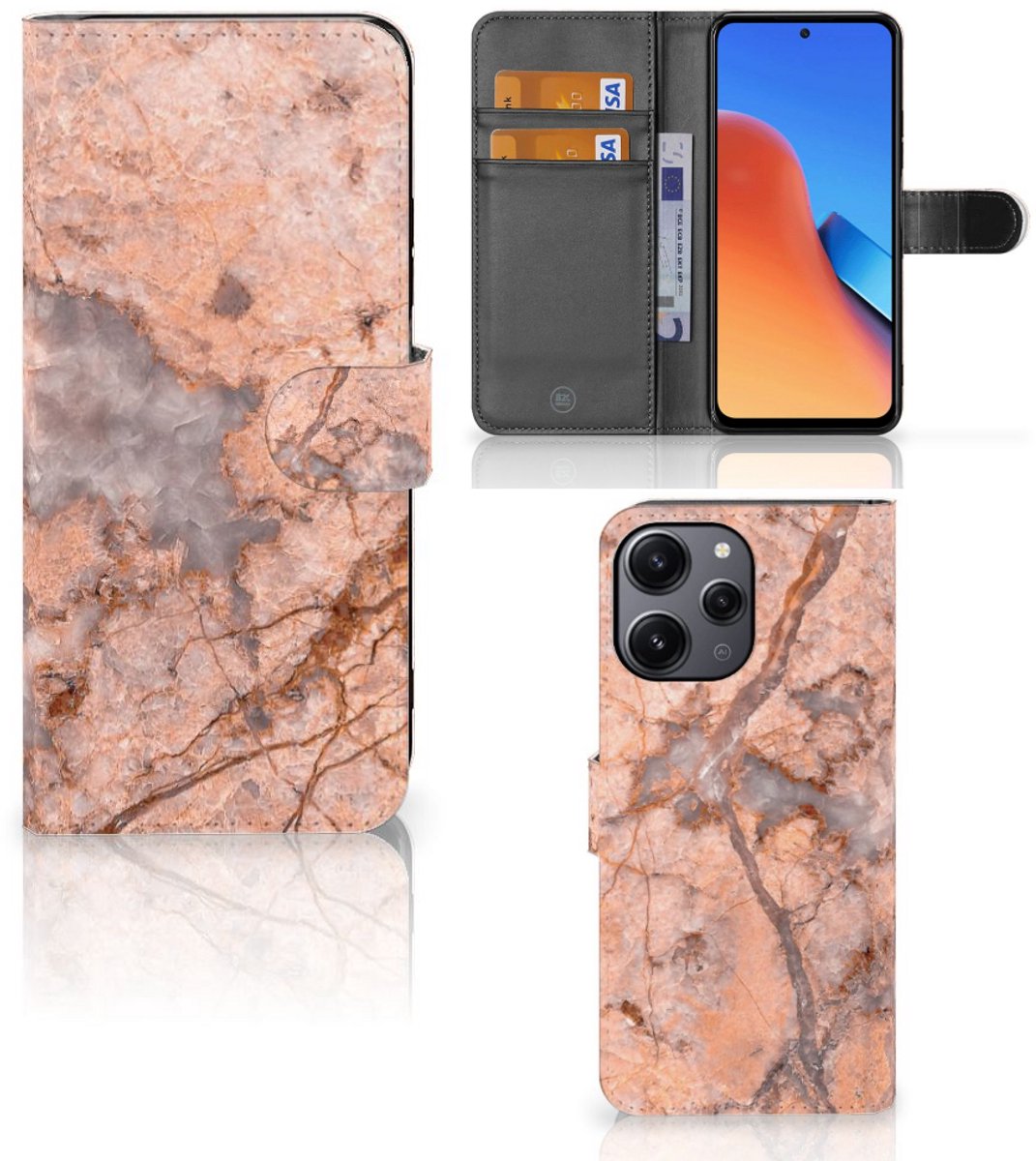 Boekhoesje voor Xiaomi Redmi 12 Bookcase Marmer Oranje