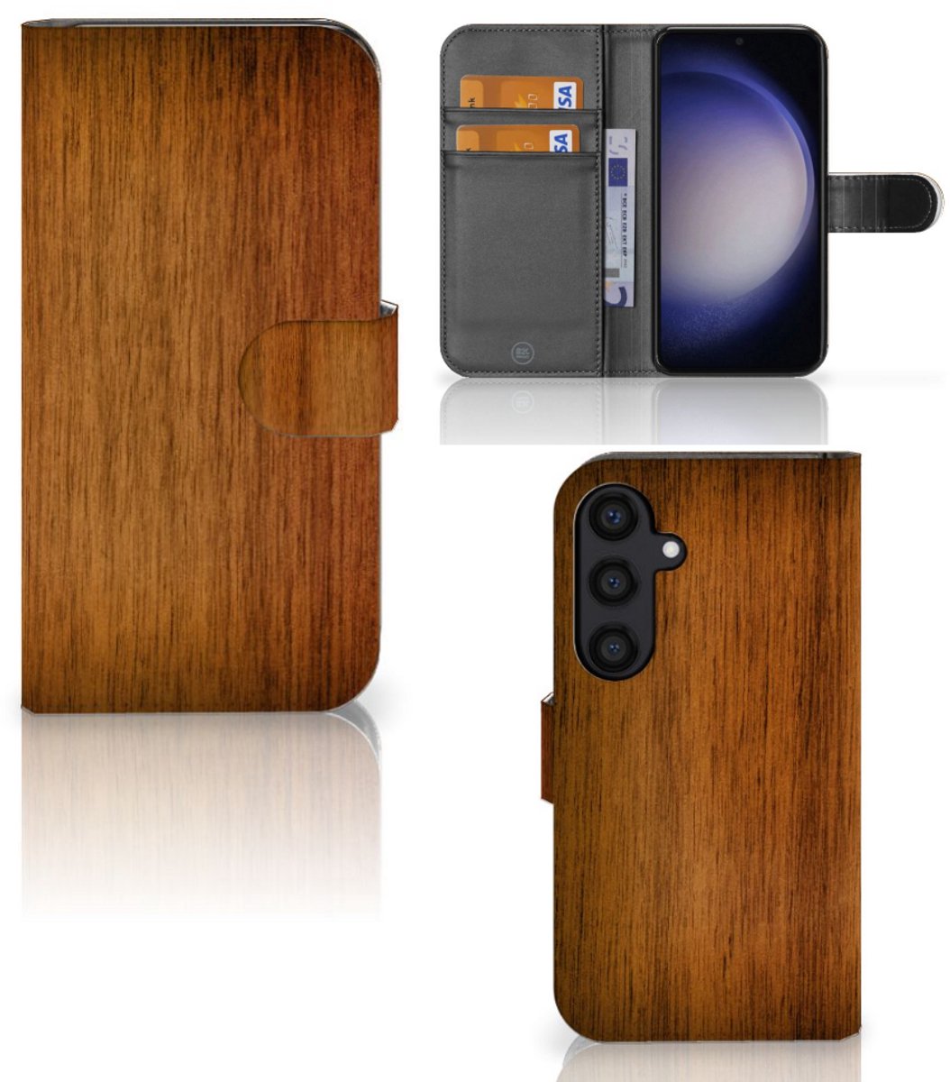 Samsung Galaxy S24 Book Style Case Donker Hout