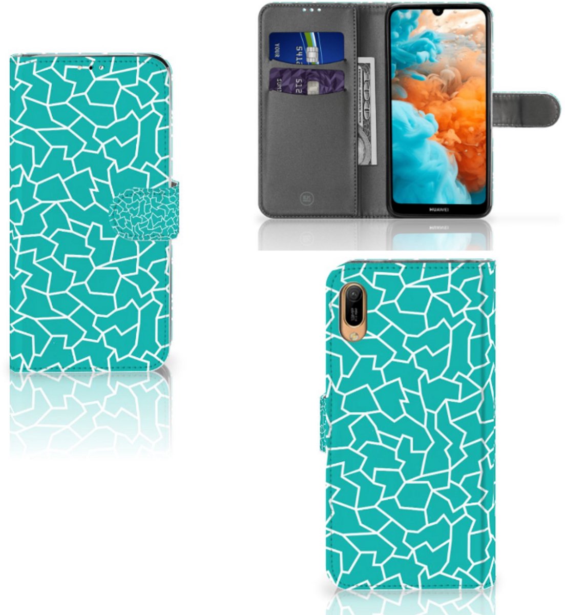 Huawei Y6 (2019) Hoesje Cracks Blue