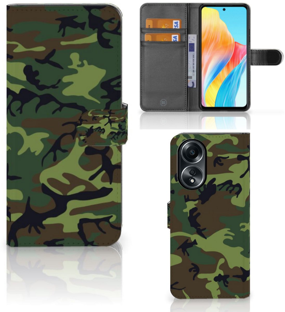 OPPO A58 4G Telefoon Hoesje Army Dark