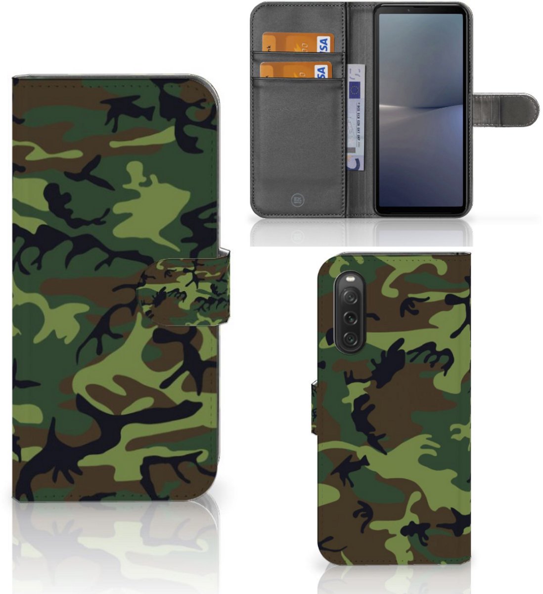 Boekhoesje voor Sony Xperia 10 V Telefoon Hoesje Army Dark
