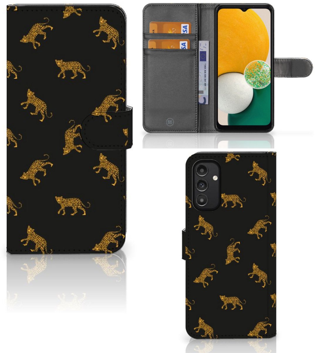 Telefoonhoesje met Pasjes voor Samsung Galaxy A14 4G Leopards