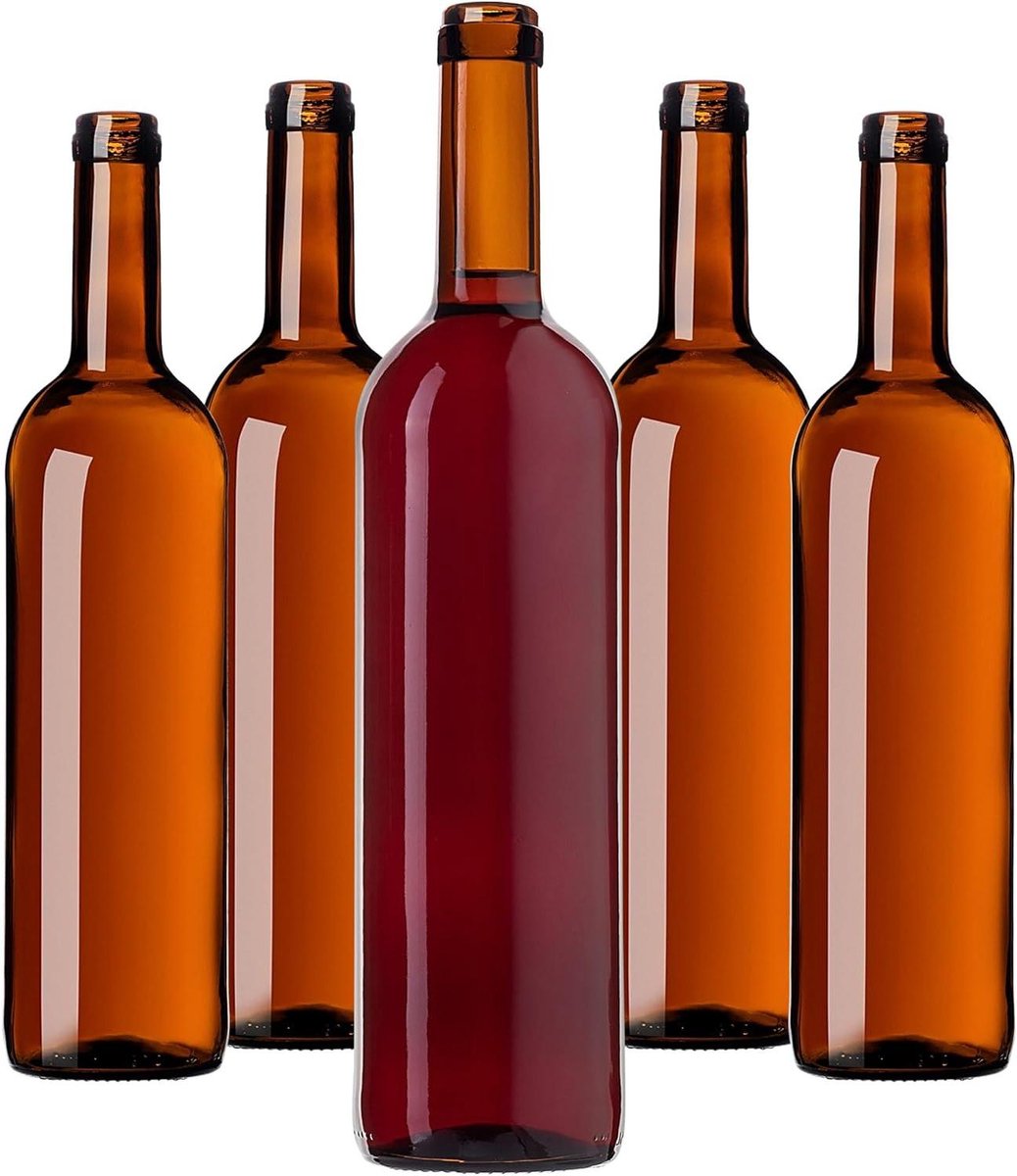 Lege Wijnflessen - Glazen Flessen - Wijn Opslaan - Donker Glas - 750 ml - Bruin