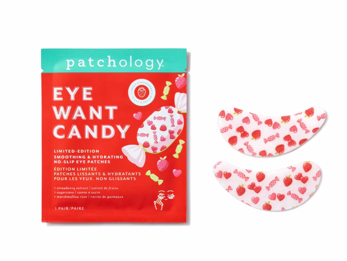 Patchology Eye Want Candy Eye Gels – Hydraterende & Smoothing Oogpatches – Met Aardbei-extract, Suikerriet & Marshmallow Root – Tegen Wallen & Donkere Kringen – No-Slip Hydrogel – Verfrissend & Brightening Under Eye Mask
