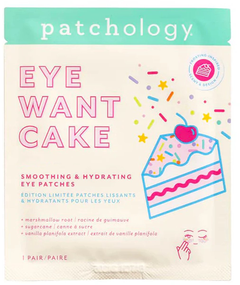 Patchology Eye Want Cake Eye Gels – Hydraterende & Smoothing Oogpatches – Tegen Wallen & Donkere Kringen – Met Sugarcane Extract, Marshmallow Root & Vanilla Fruit – No-Slip Hydrogel Eye Mask – Frisse & Stralende Oogopslag