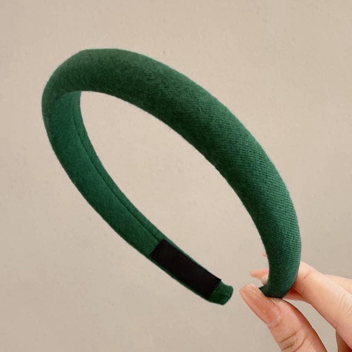 Retro Satijnen Haarband voor Vrouwen en Meisjes - Brede, Eenvoudige en Gevlochten Stijl voor Yoga, Feestjes en Reizen in Grasgroen