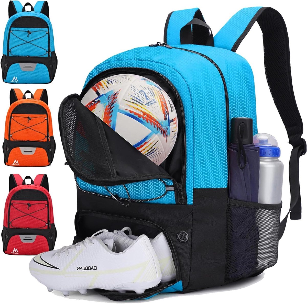Voetbal Rugzak - Bal Tas - Sportspullen Dragen - Apart Schoen Compartiment - Maat L - Blauw