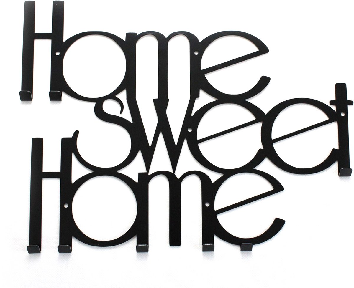 Decorizzly® Decorizzly Home Sweet Home - Kapstok - Wandhanger - Staal - Modern Design zwart
