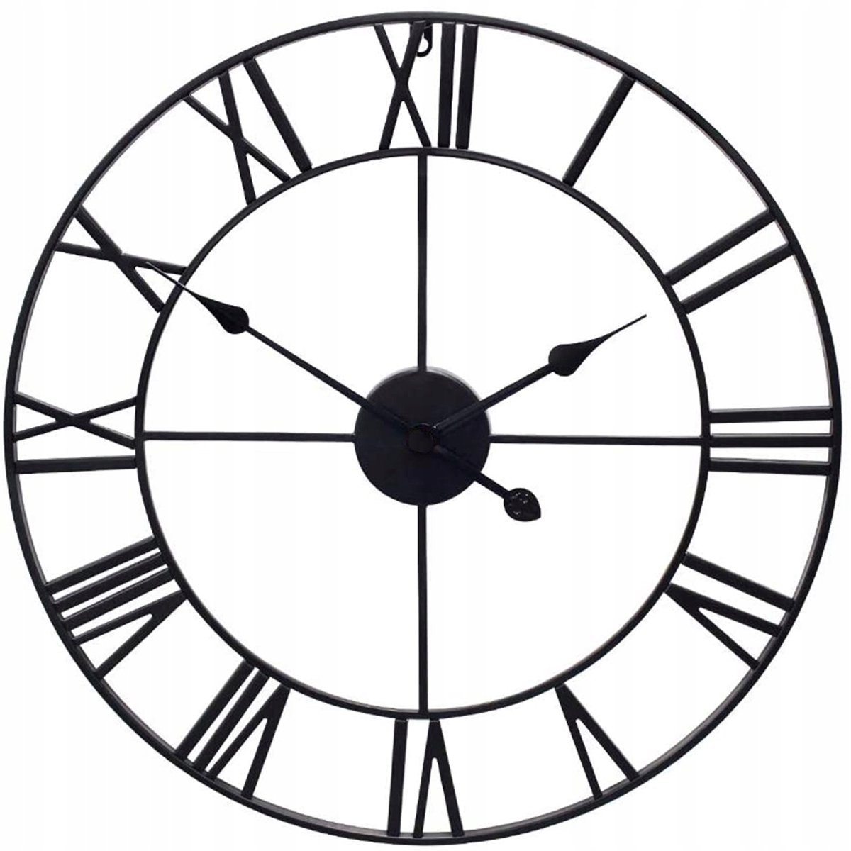 HANGZHOU A LINK STAR - Retro Vintage Loft Wandklok - 3D Effect - 50cm - Mat Zwart - Rustige Mechanisme