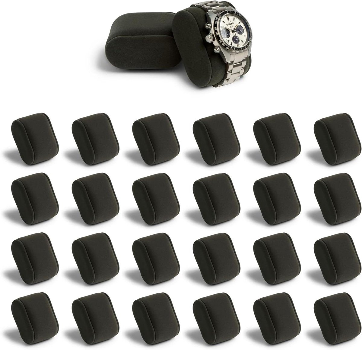 Horloge Doos Kussens - Horloge Kussentjes - Horloges Opbergen - Fluweel Zachte Vulling - 24 Stuks - Antraciet