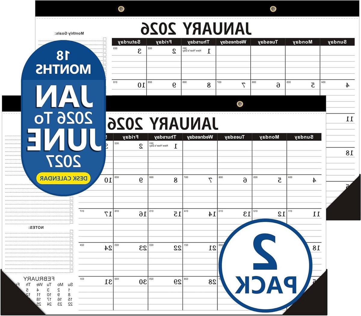 Bureaukalender 2025 - Planners Agenda - Jaarplanning Maken - Inktbestendig Papier - 17x12 Inch - Zwart