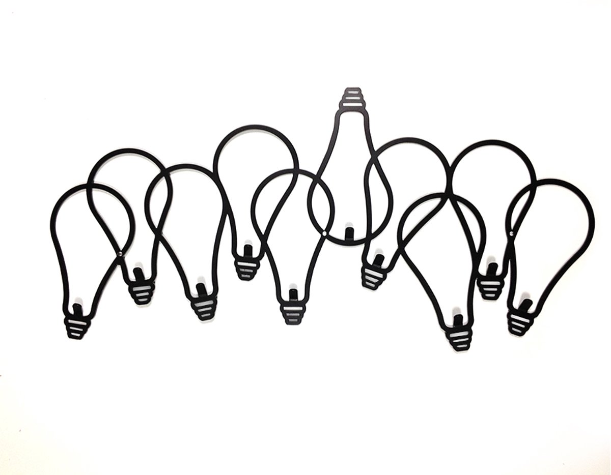 Decorizzly Bulbs Serie - Wandkapstok - 10 Haken - Staal