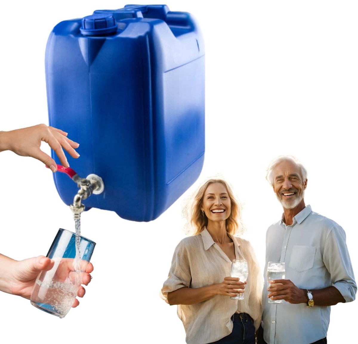Anwicar Jerrycan voor Water - 20 L - Watercontainer met Kraantje en Dop - Waterdispenser Camping - Blauw