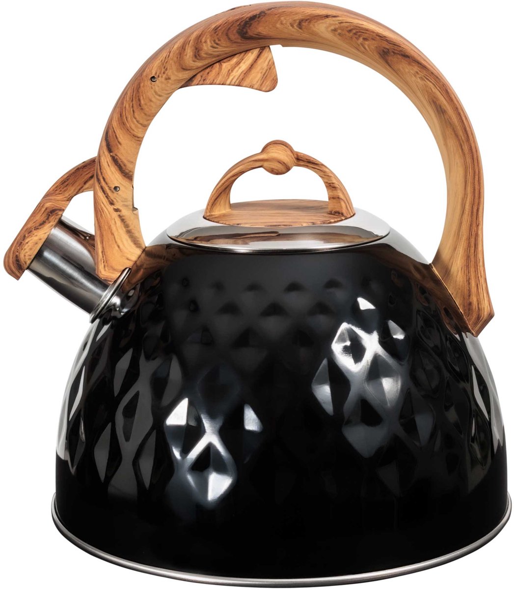 Promis MARCO - Traditionele Waterkoker - 2,8L - Houten Handgreep - Zwart