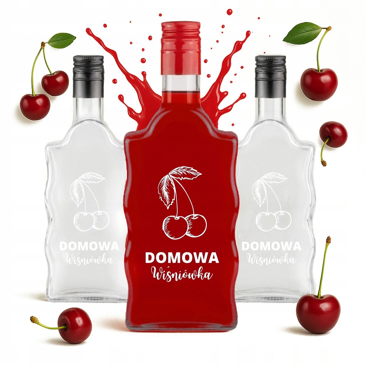 Bimberek Fala Serie - Glazen Fles - 500ml - Elegant Ontwerp - Duurzame Bedrukking