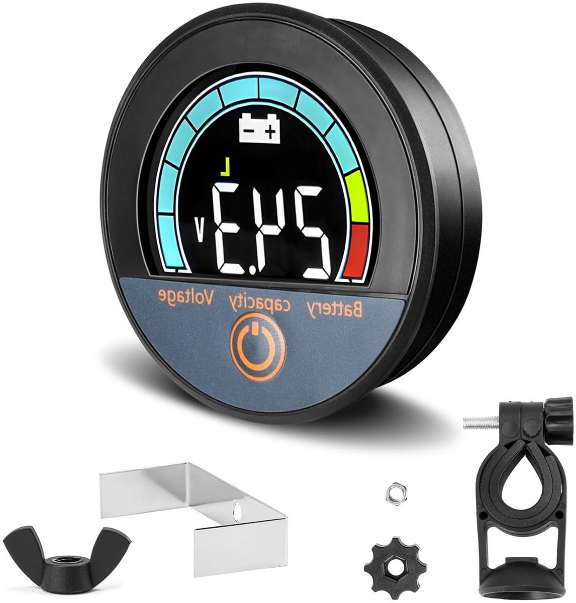 Batterijbewaker - Capaciteitsmonitor Voltmeter - Batterijstatus Monitoren - IP67 Waterdicht - DC 7-100V - Zwart