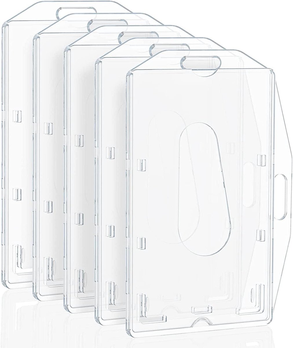 Harde Plastic Badgehouder - ID Kaarthouder - Identificatie Tonen - Dubbelzijdig Gebruik - 2 stuks - Transparant