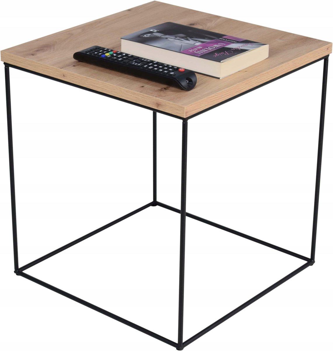 FutuStal - Tafeltje Serie - Stalen Dradentafel - Zwart - Dąb Artisan