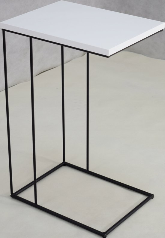 FutuStal - Stijvolle Bijzettafel - Zwart Draad - Wit Glanzend Blad van Merkloos — afbeelding 3