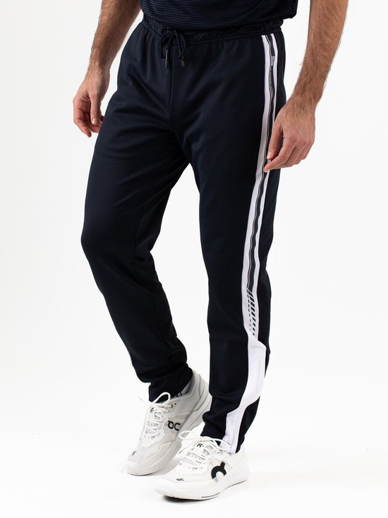 Sjeng Sports JANOS - Trainingsbroek - Heren - Zwart/Wit - Powerstretch - Gestreept - Tennis en Fitness - Sneldrogend - Comfortabel