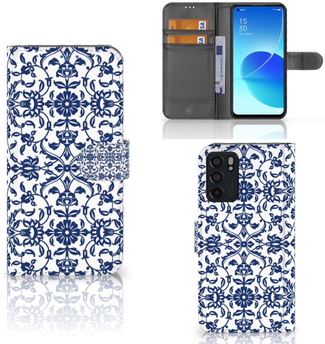 OPPO Reno6 5G Hoesje Flower Blue