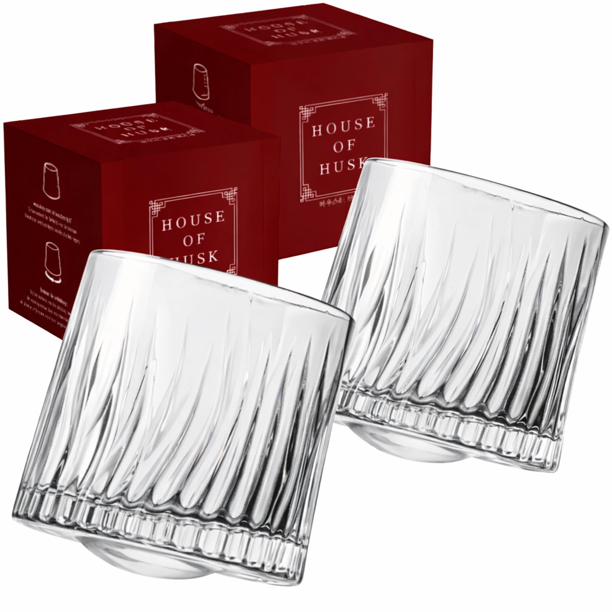 House of Husk 2 Stuks Premium Whiskey Glazen Set - Whiskeyglas - Tuimel Design - Hooglans - Whiskey Cadeauset - 270ml