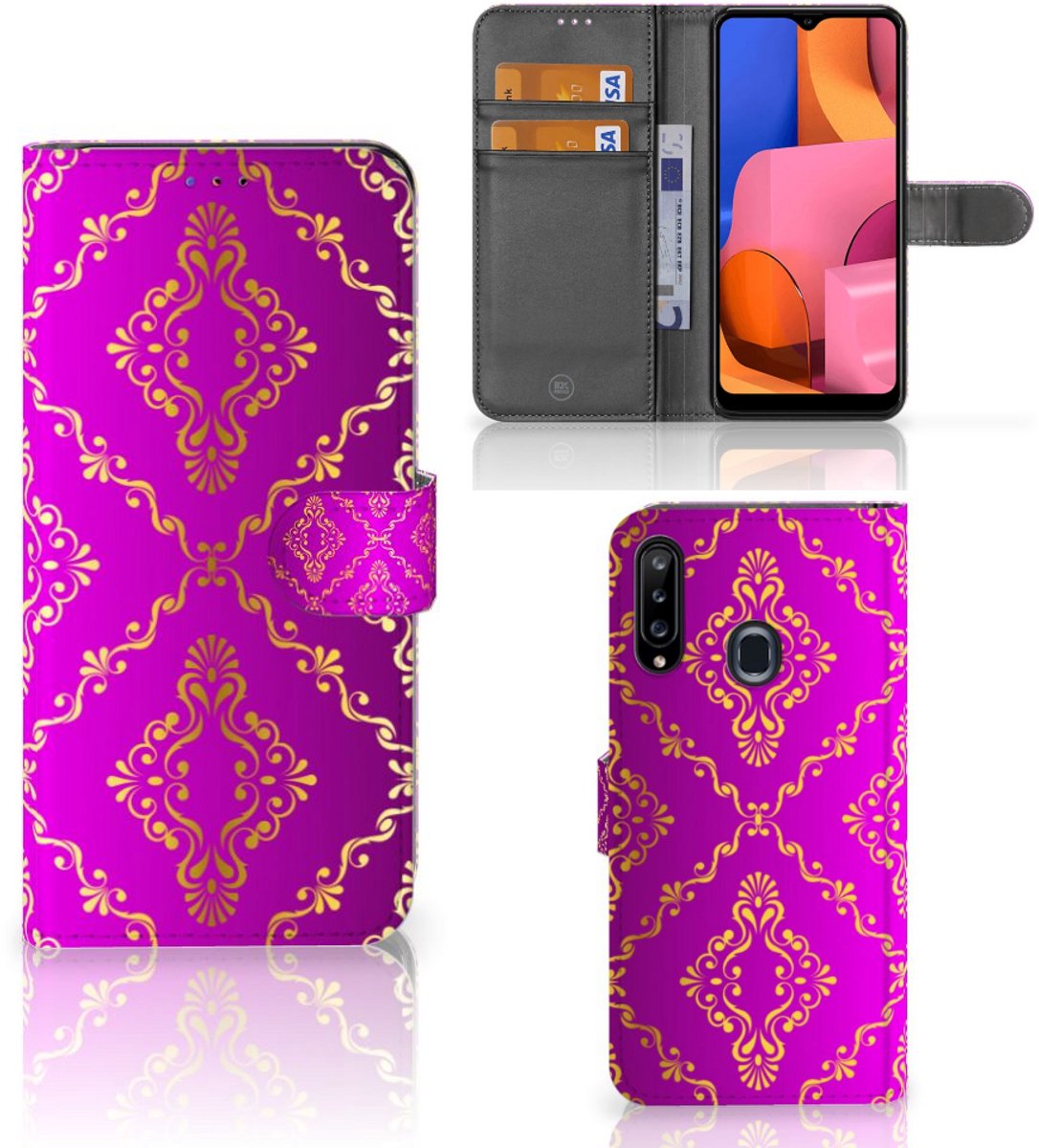 Wallet Case Samsung Galaxy A20s Barok Roze