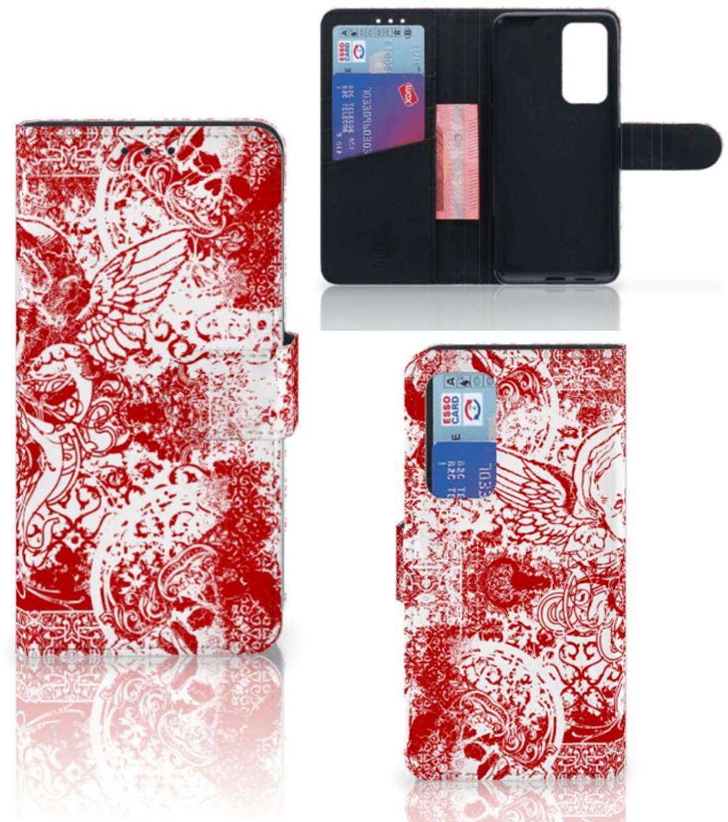 Telefoonhoesje met Naam Huawei P40 Angel Skull Rood