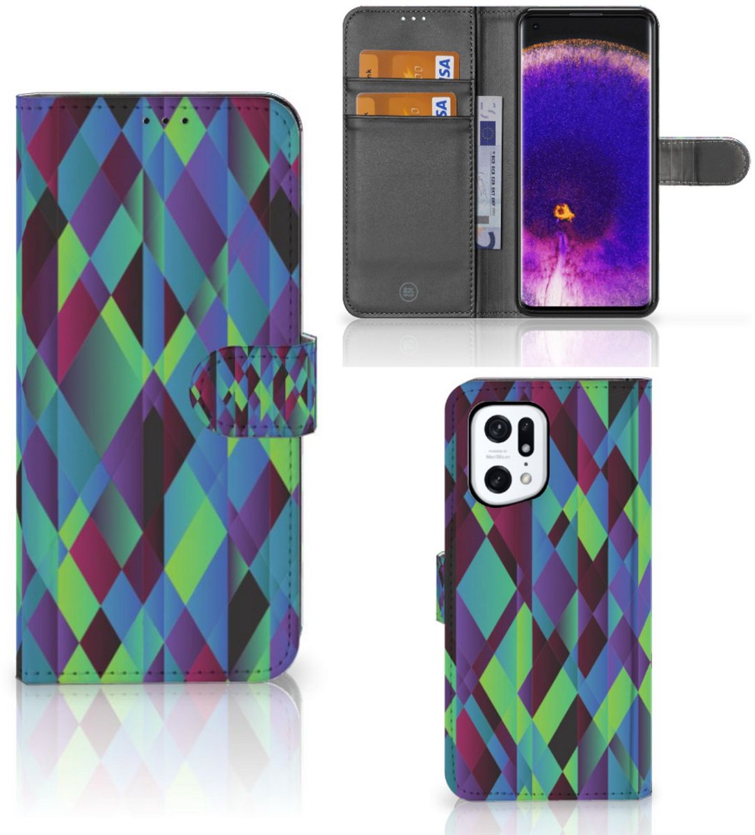 OPPO Find X5 Pro Book Case Abstract Green Blue