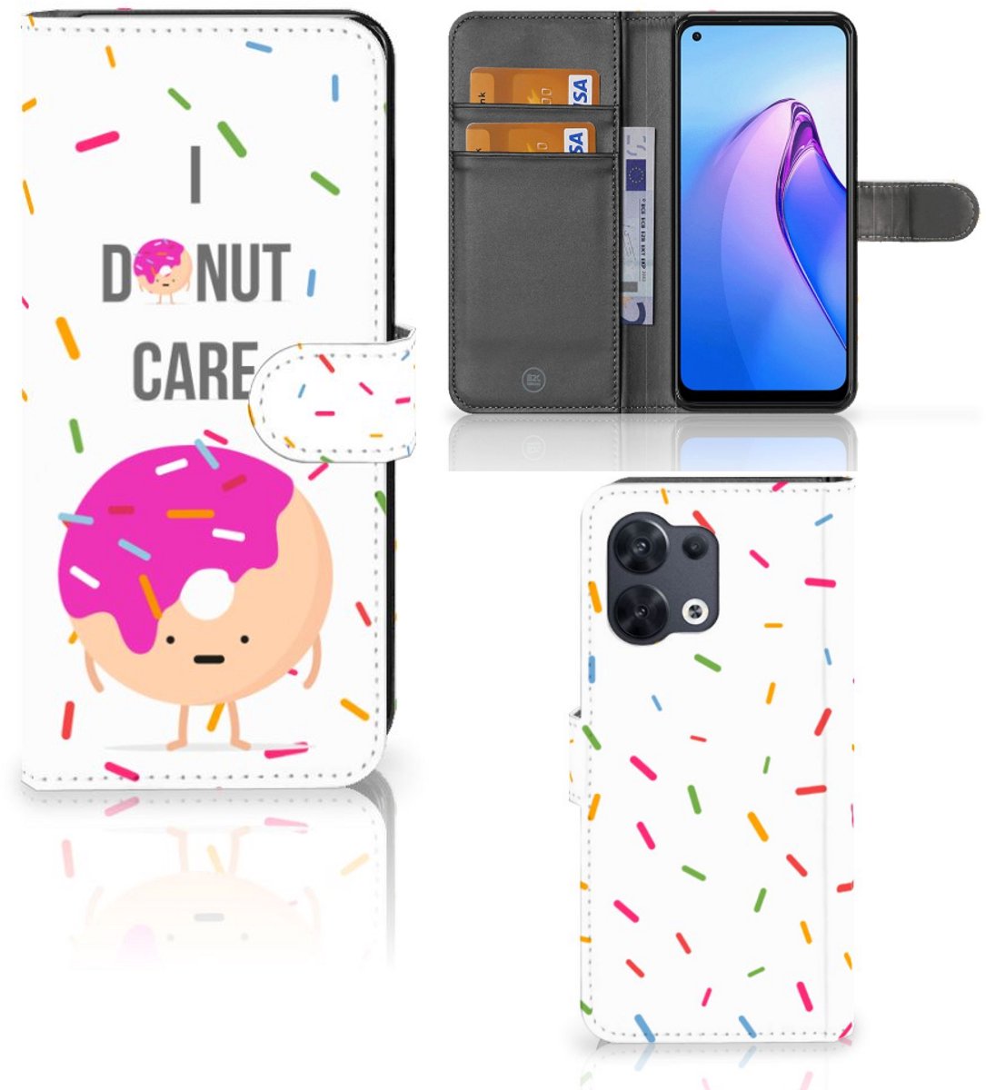 OPPO Reno8 Book Cover Donut Roze
