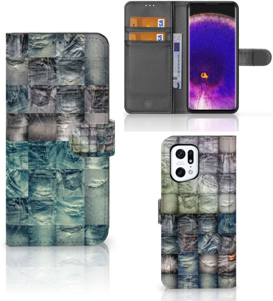 Wallet Case met Pasjes OPPO Find X5 Pro Spijkerbroeken