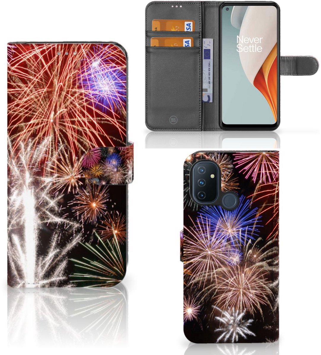 OnePlus Nord N100 Wallet Case met Pasjes Vuurwerk