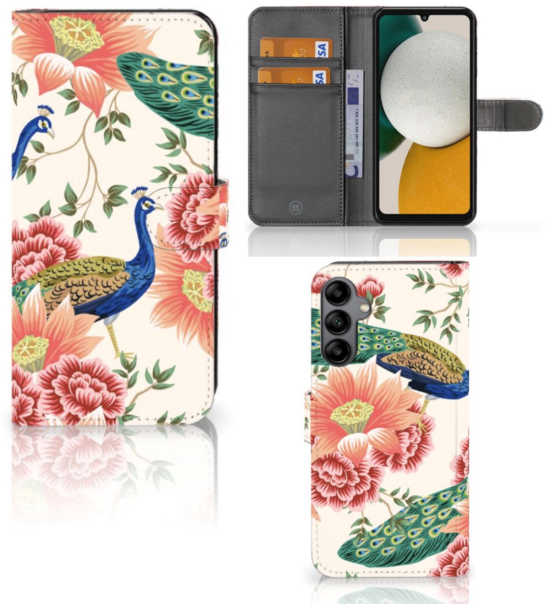 Telefoonhoesje met Pasjes voor Samsung Galaxy A34 Pink Peacock